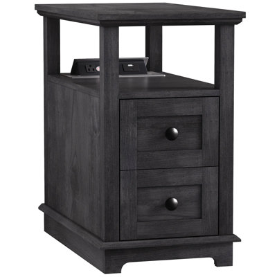 2 Drawers End Tables with Storage and Fast Charging Station for Living Room