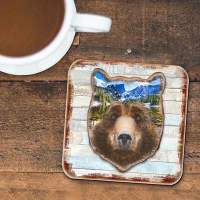 Wood Square 4 Piece Coaster Set