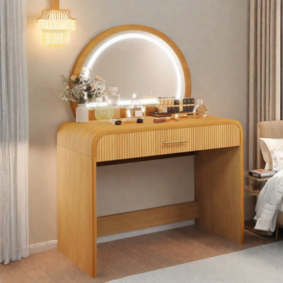 Table de coiffeuse avec miroir à écran tactile, coiffeuse et tiroir