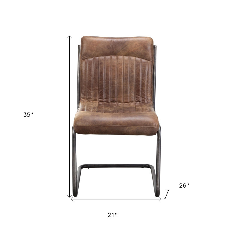Ensemble de deux chaises d'appoint en cuir brun et noir