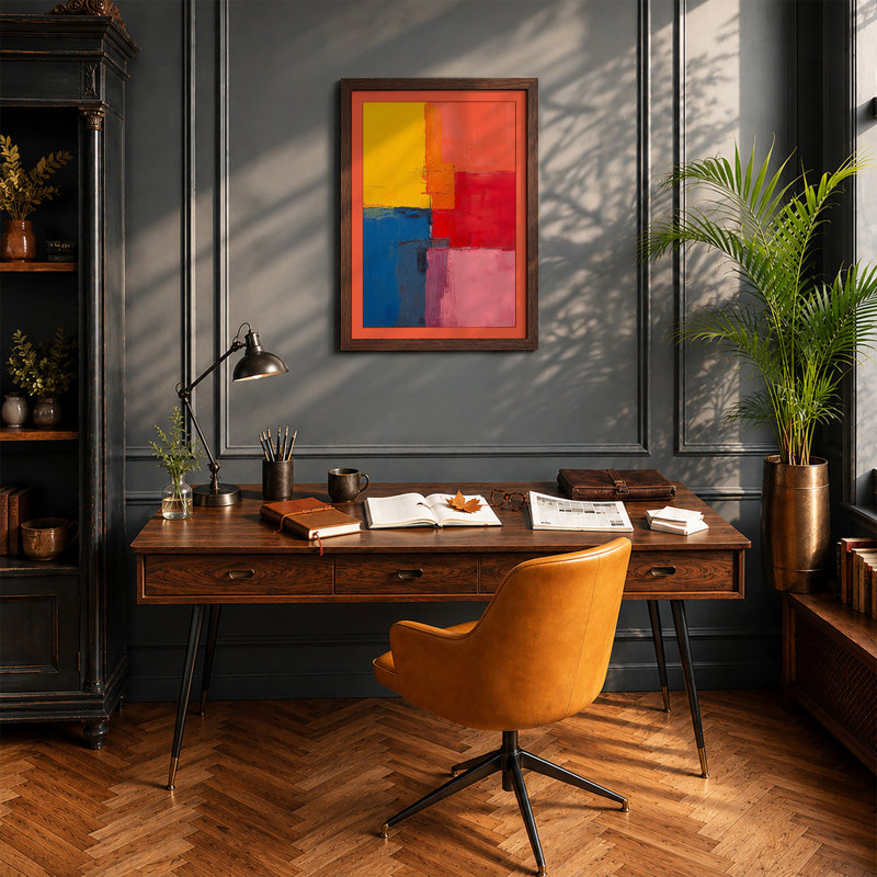 Colour Study Abstract - Framed Print, A3 - 42.0 x 29.7 cm, Walnut