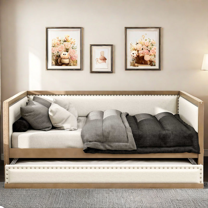 Kalayan  Daybed With Trundle And Nailhead Decoration