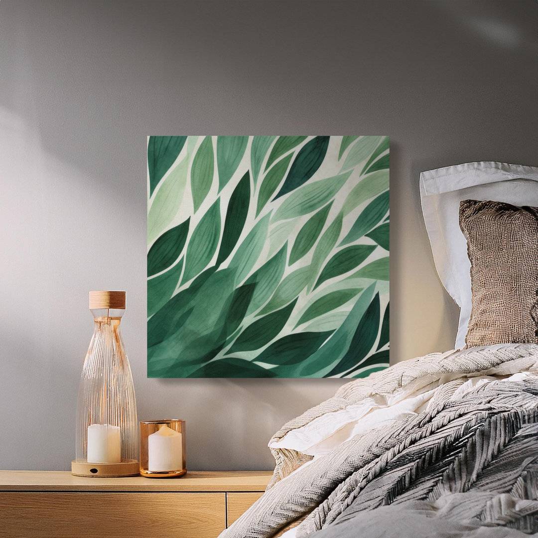 Green Leaves Canvas Wall Art, Gallery Wrapped, Ready to Hang, Botanical Print, Modern Home Decor, Archival Quality Canvas Prints, Statement