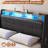LED Upholstered Platform Bed Frame with 4 Storage Drawers and Storage Headboard-1959522904-2002412866