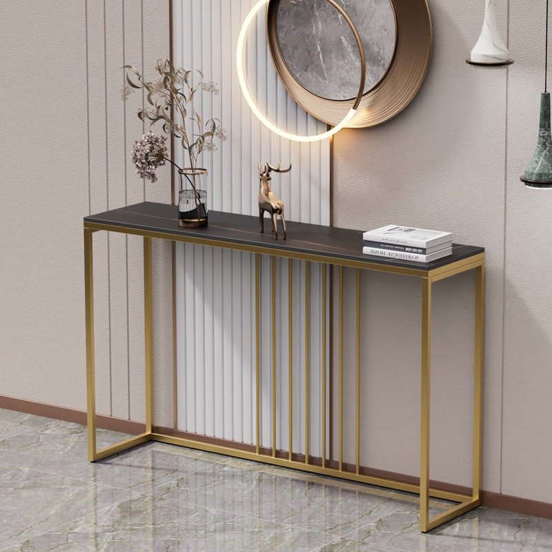 Marble Top Console Table, 78.5cm H x 120cm W x 30cm D, Black