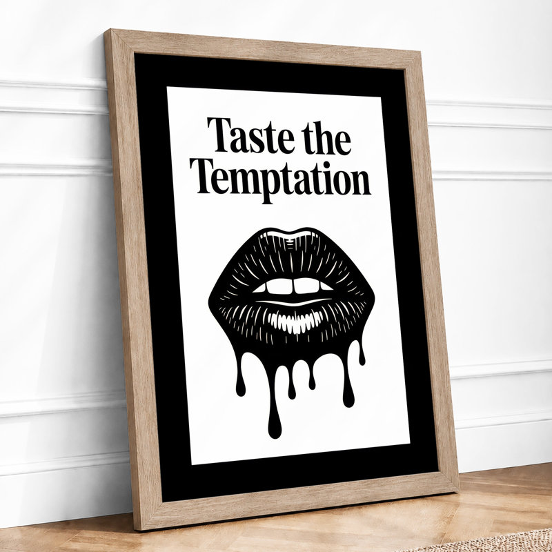 Taste the Temptation Modern - Framed Print, A4 - 29.7 x 21.0 cm, Oak