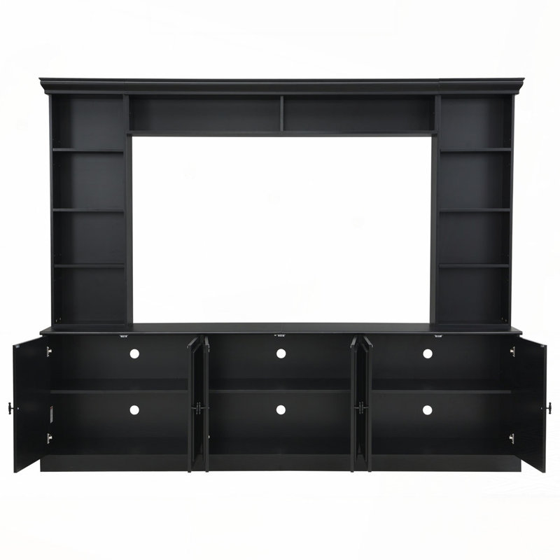 4-Piece Wall Unit Entertainment Center with Bookshelf for TVs Up to 70", Versatile TV Stand with Adjustable Shelf