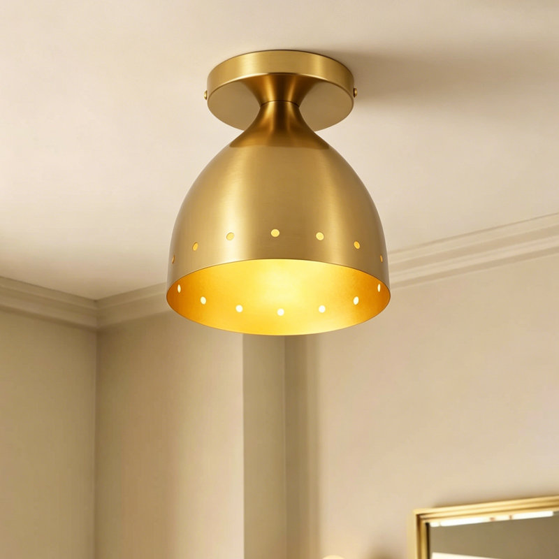 Tonino 1- Light 7.2'' Dimmable Metal Shade Semi Flush Mount Light