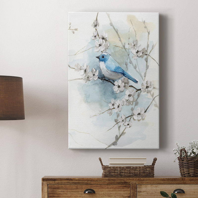 Blossoms and Bluebird II - galerie sur mesure, H 27 po x l 18 po