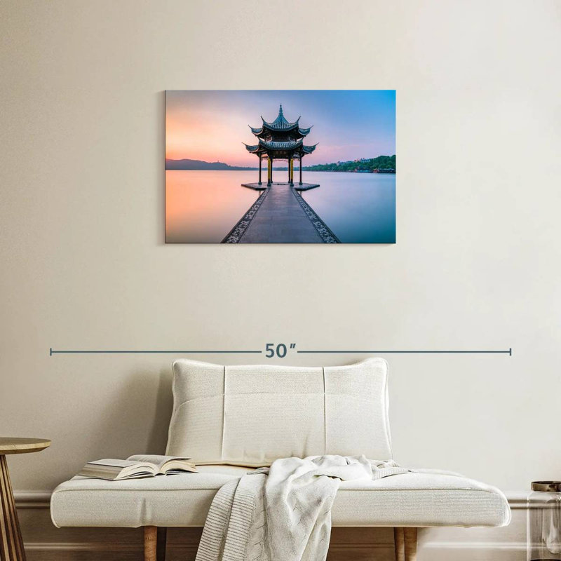 Adella Jixian Pavilion Sunset Scene, 20" H x 30" W
