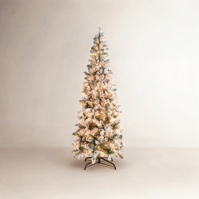 Pencil Frosted 12' Pre-Lit Pine Christmas Tree
