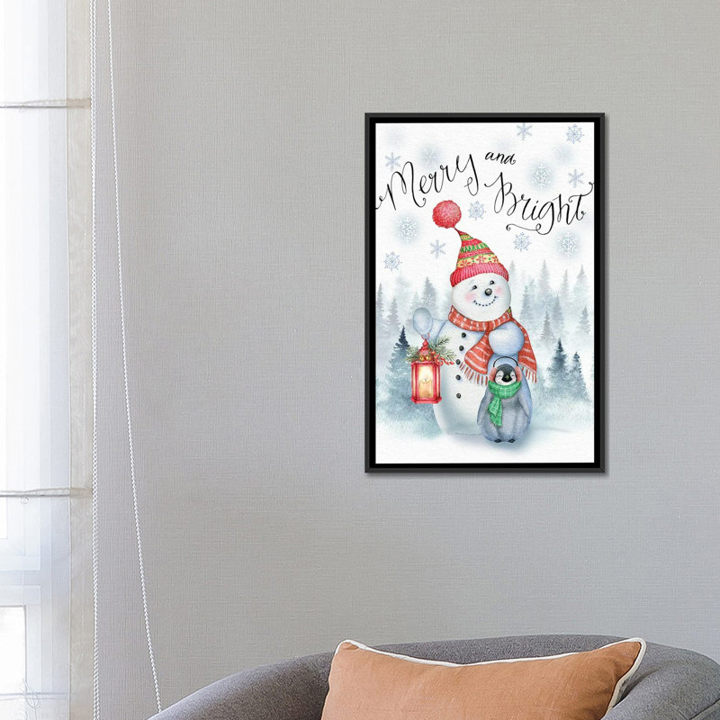 «Merry and Bright», reproduction d'art sur toile encadrée, H 26 po x l 18 po, Noir