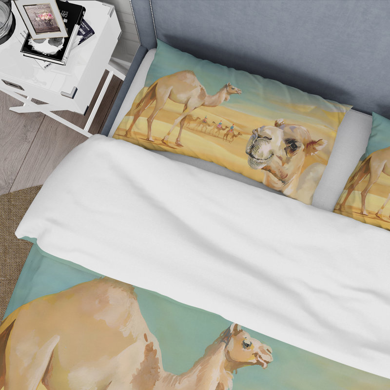 Camels In The Desert - Ensemble de housse de couette Farmhouse - Microfibre de polyester