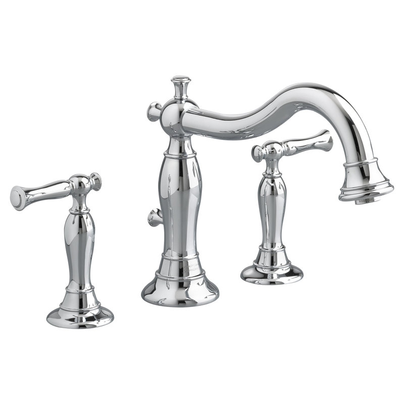 Garniture de robinet de baignoire romaine à fixation sur plateau à poignées doubles Quentin, Chrome poli