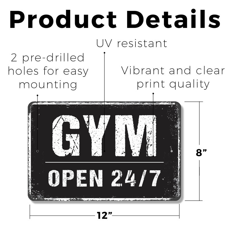 Open 24 7 Gym Home Fitness Center (2 Pack) 8 po x 12 po