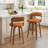 Adelene 26"Swivel Upholstered Counter Stool With Wood Leg-120965814