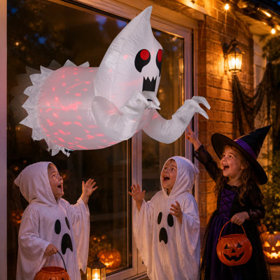 Fantôme gonflable effrayant de 90 cm pour l'Halloween, sorti d'une fenêtre. Décoration idéale pour le jardin, la pelouse, l'intérieur et l'extérieur.