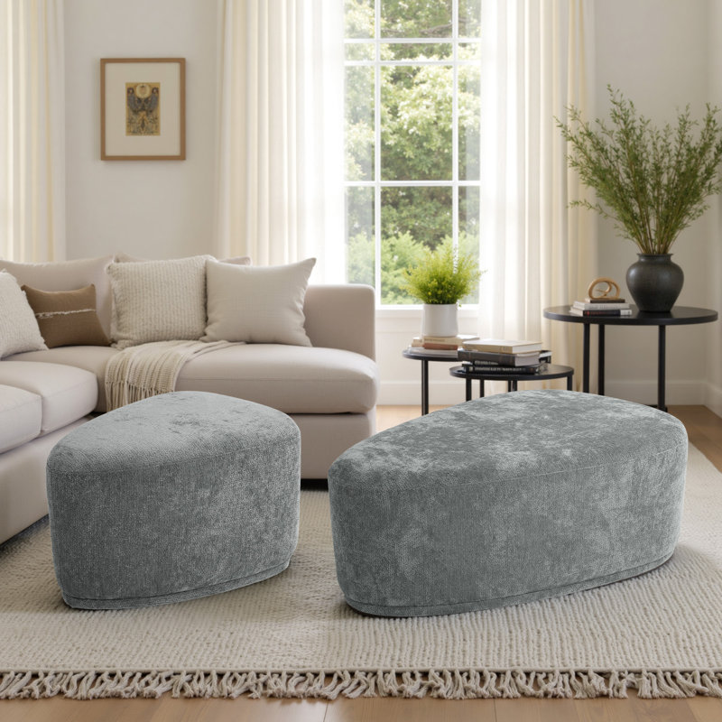 Upholstered Ottoman, Rock Gray
