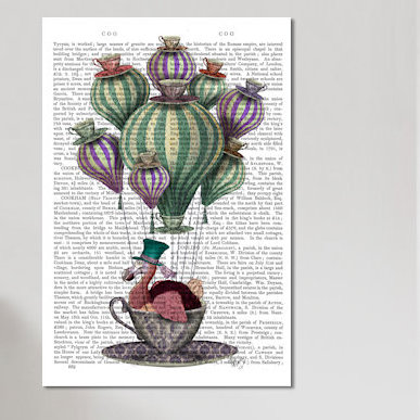 «Dodo in Teacup», impression sur toile tendue, H 26 po x l 18 po x P 1,5 po, Toile avec cadre noir, Pas de tapis