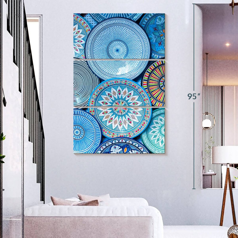 Senne Blue Moroccan Plates, 32" H x 20" W