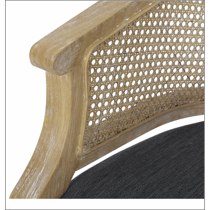 Chaise d'appoint avec structure en bois d'hévéa et revêtement gris anthracite, combinant élégance rétro et confort pour n'importe quelle pièce