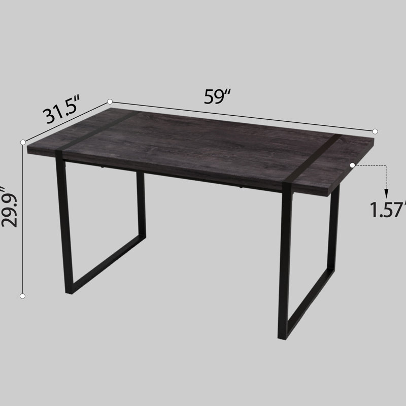 Table de salle à manger 59 po Modern, moderne avec pieds en métal