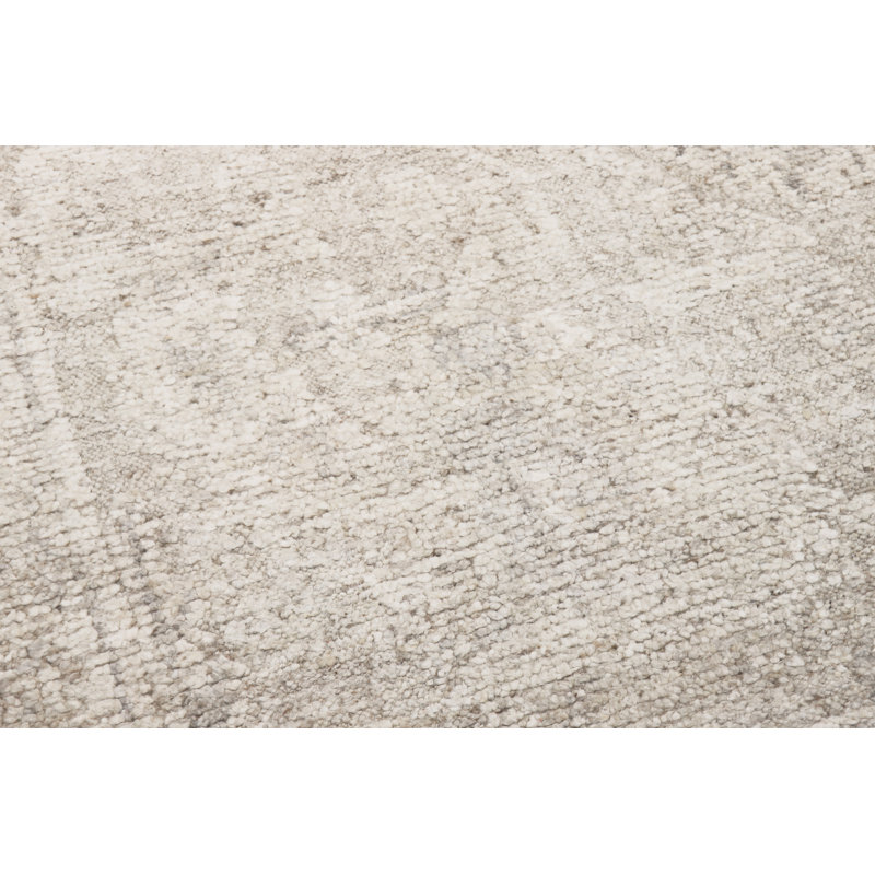 Tapis beige en laine noué à la main Oushak