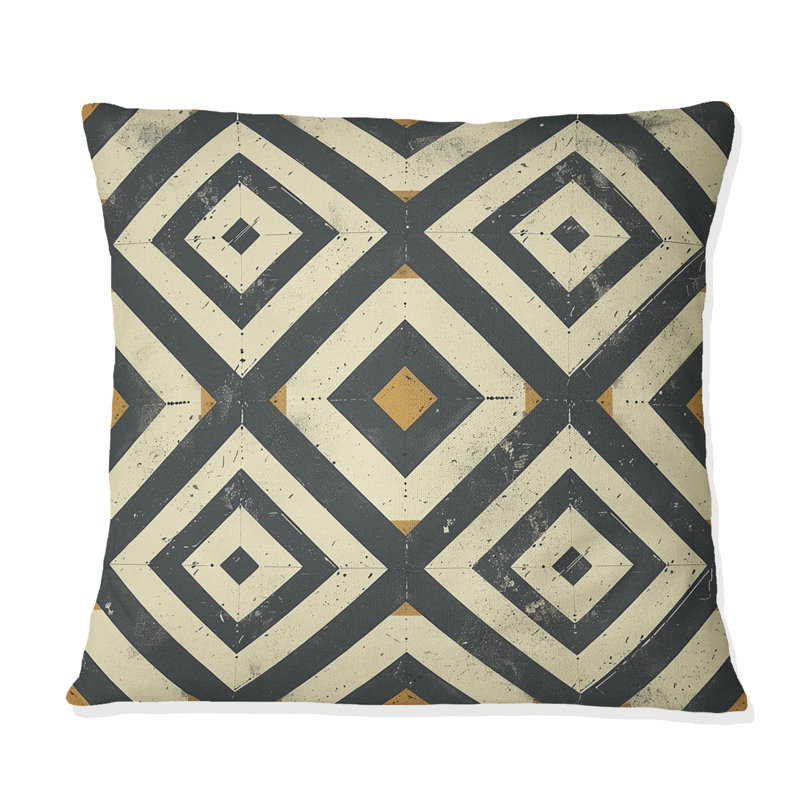 Coussin Beige gris Midcentury Tiles II - Midcentury, H 16 po x l 16 po