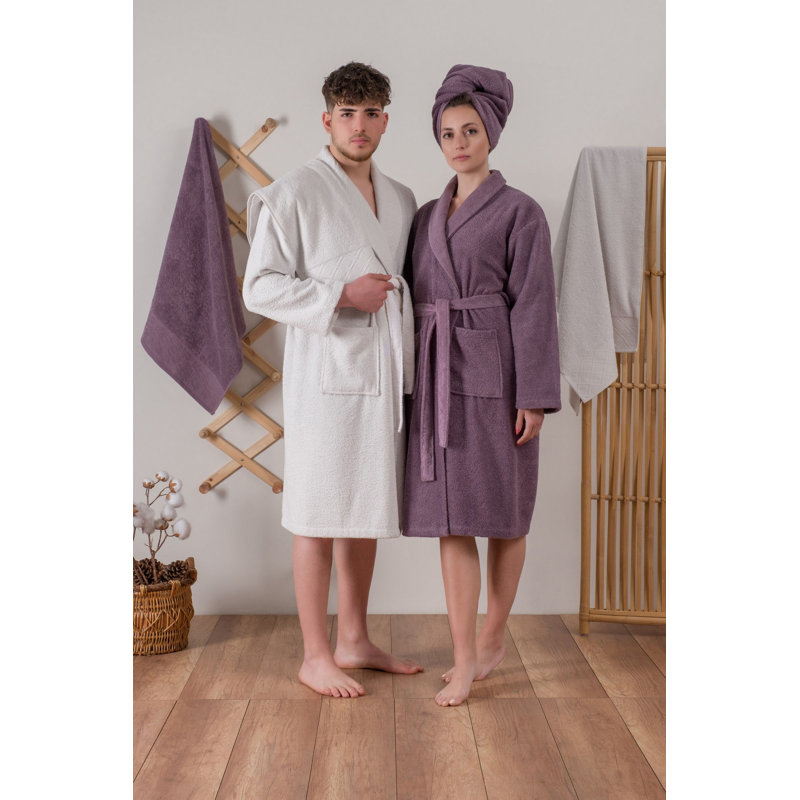 Cotton Above Knee Bathrobe with Pockets