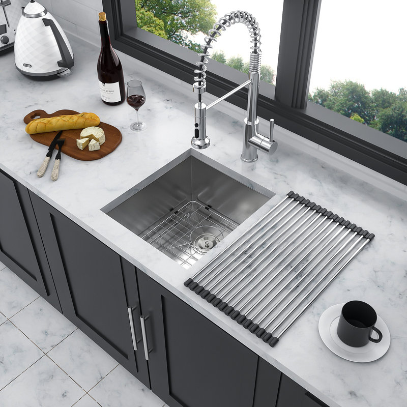 Évier de cuisine encastrable 13 po - 13 po x 15 po x 9 po - Évier de cuisine en acier inoxydable encastrable à profondeur unique de calibre 16 de 9 po