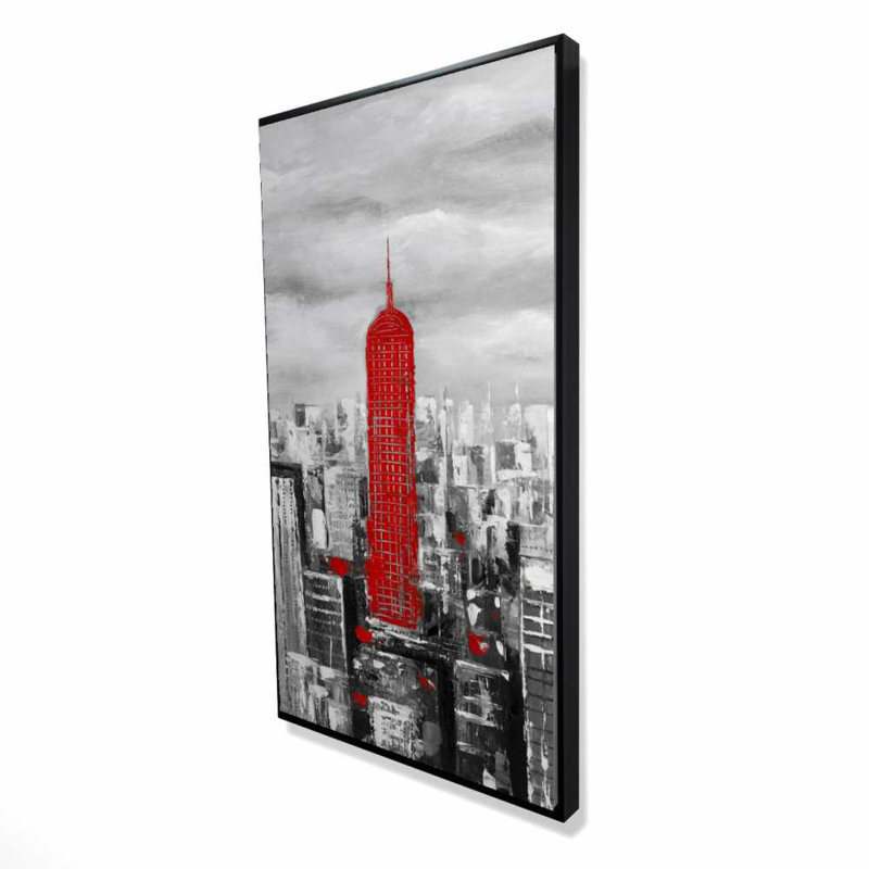 Toile Empire State Building | Décoration encadrée industrielle blanche