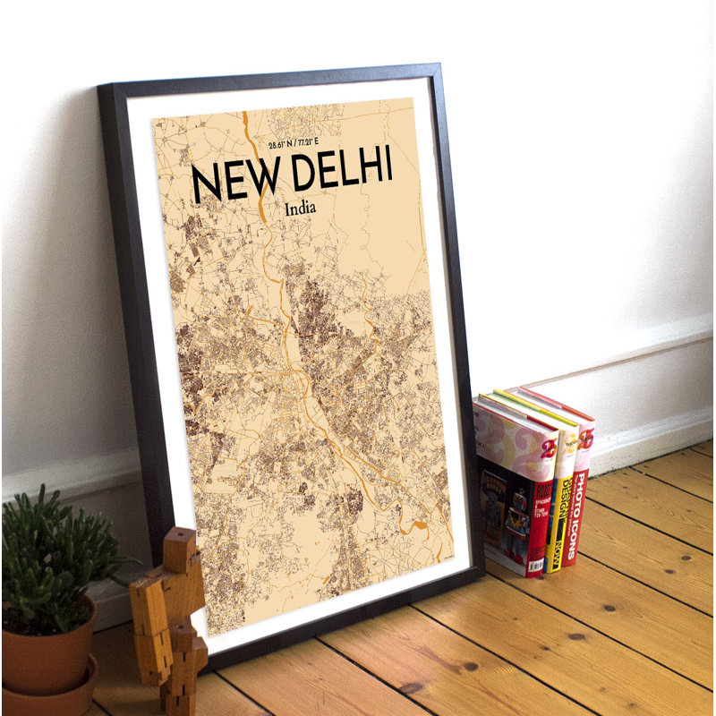New Delhi City Map - No Frame Print, 43.2 cm H x 27.9 cm W x 0.12cm D
