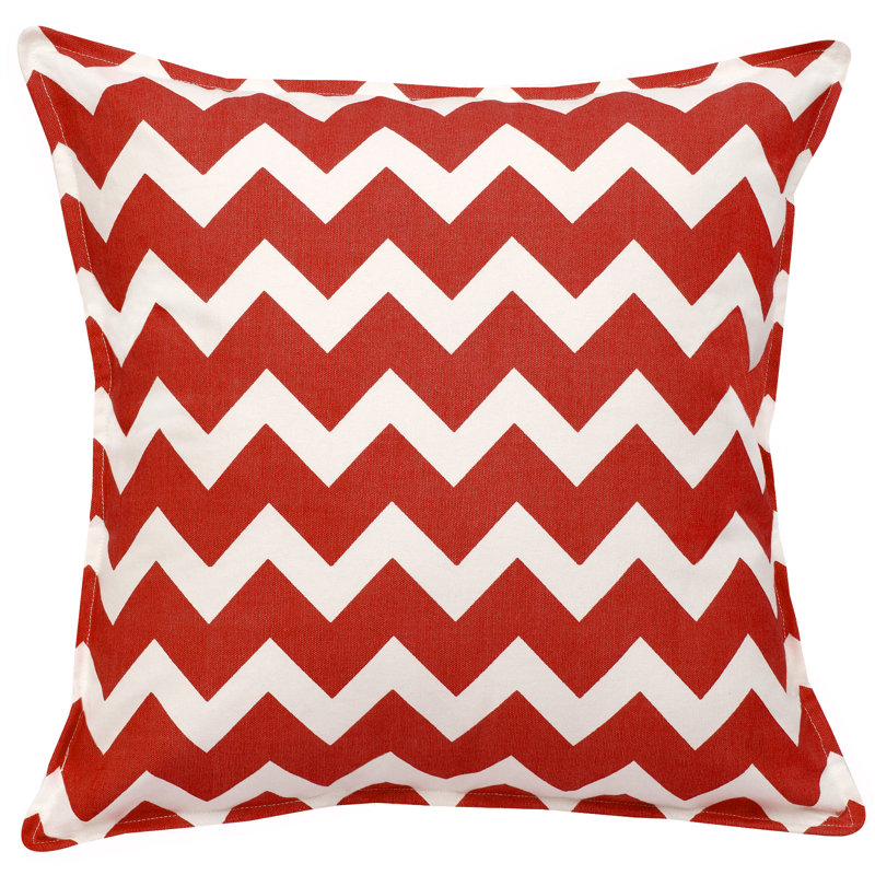  Coussin en coton à chevrons, Rouge