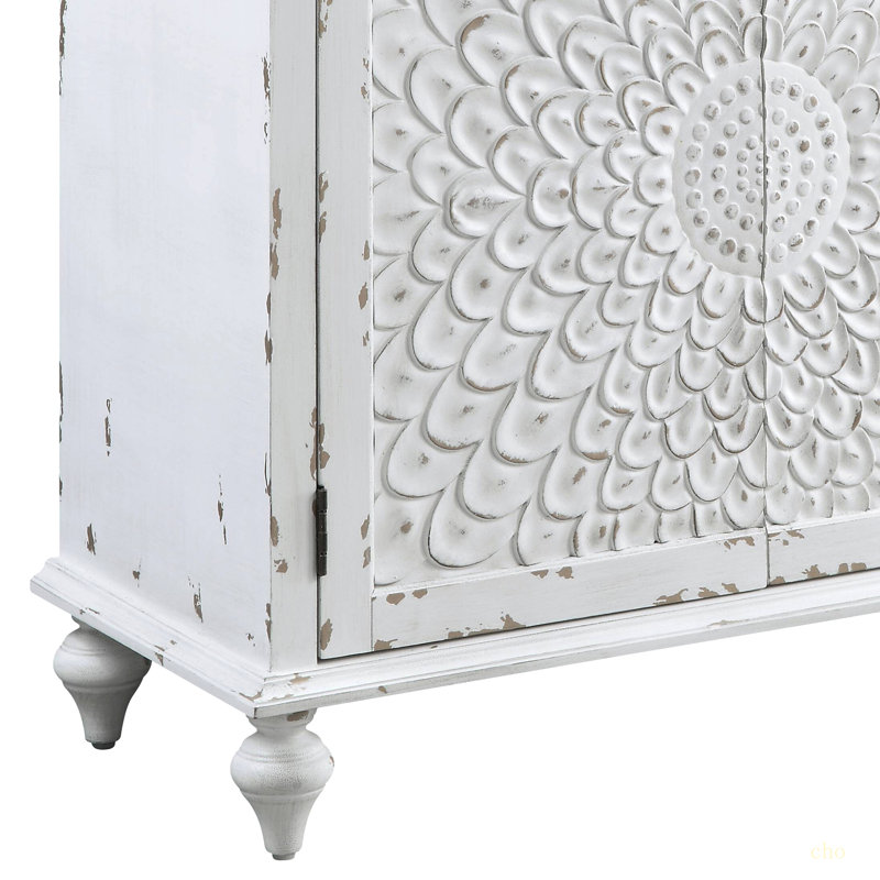 Antique White 2-Door Console Cabinet