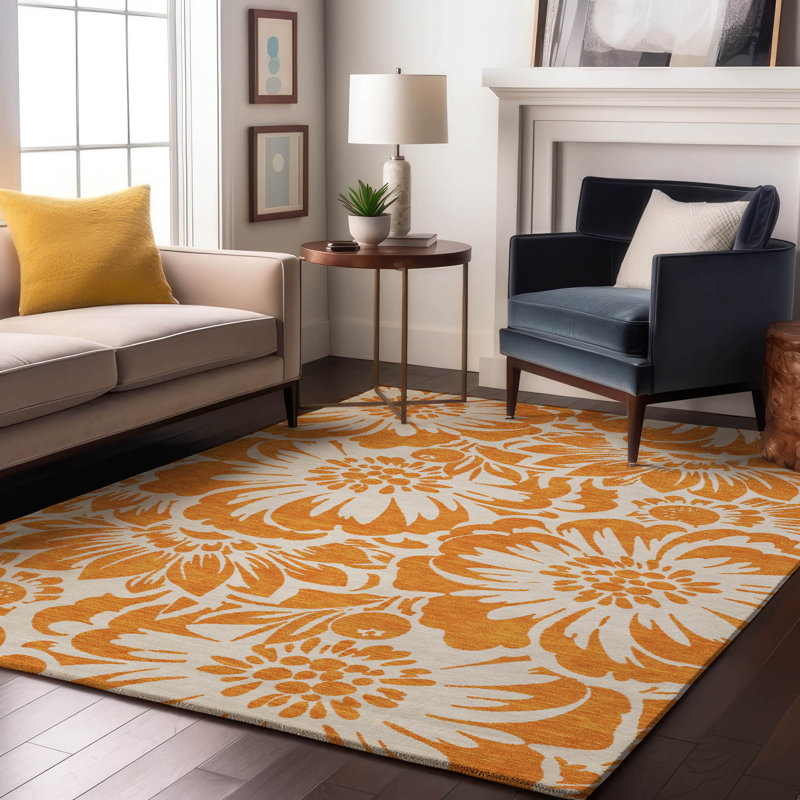 Premium Machine Washable Cerrito AMF551 Orange Rug, Rectangle 8' x 10'