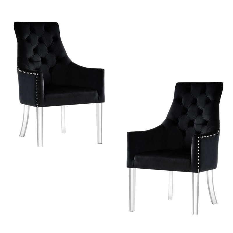 Baek Acrylic Leg Dining Chair, Velvet Black