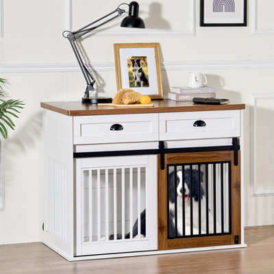 Premium Wooden Dog Cage with Double Doors and Stylish Design, Ideal for Pet Owners.