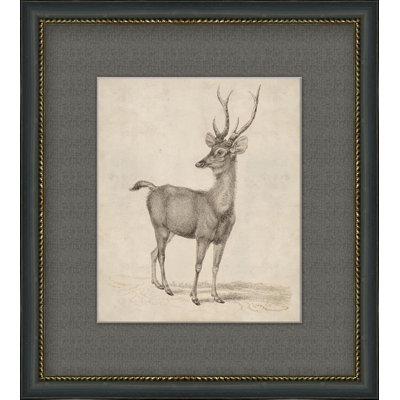 Antique Lone Deer Painting