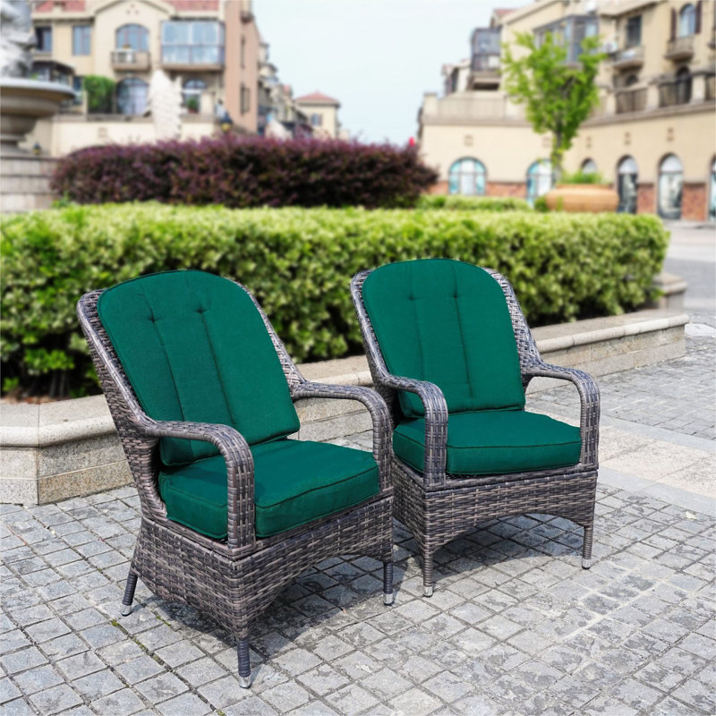 Iyman Patio Dining Armchair With Cushion, Green, Brown