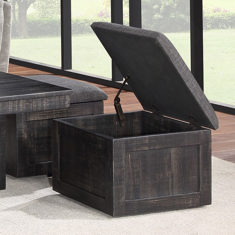 Moseberg 38" Gray Oak Coffee Table With Storage Stools