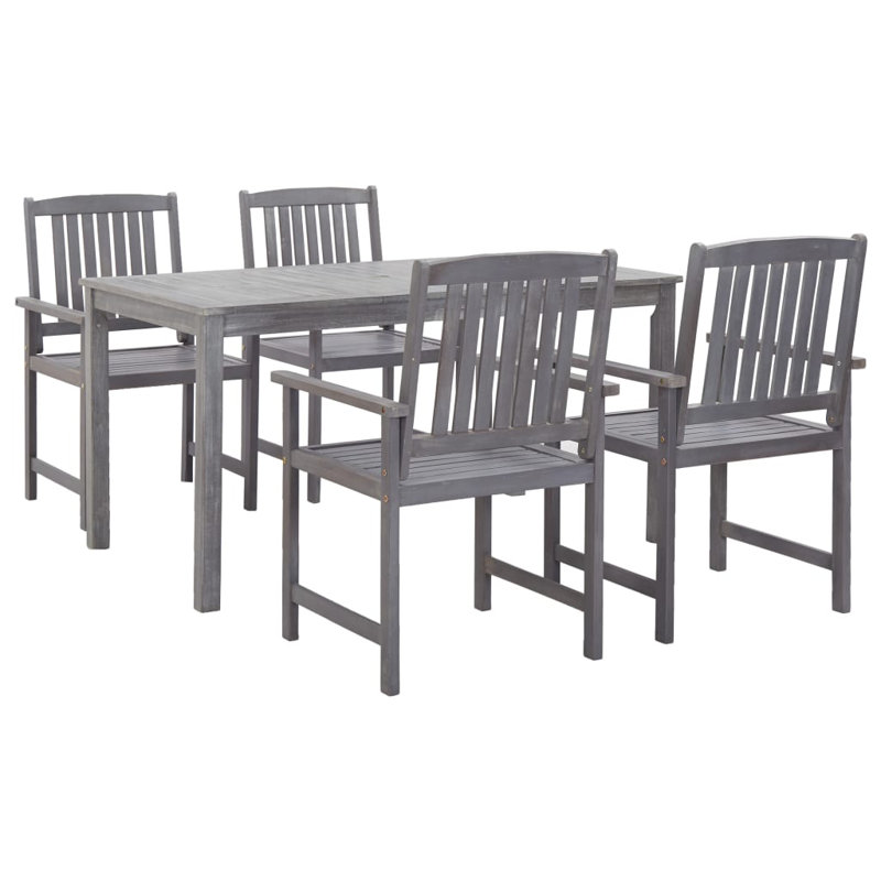 Ensemble repas d'extérieur gris moyen en bois d'acacia massif