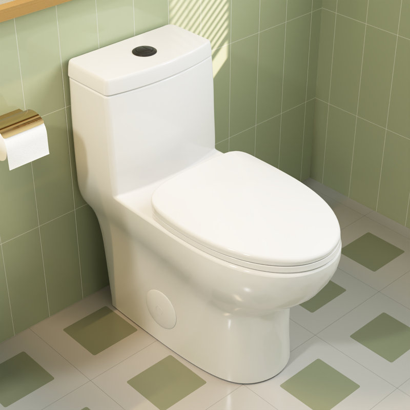 Ally Standard Bathroom Toielt, Modern Toilet with Comfort Chair Height Floor Mounted(Seat Included), 12, White/Black