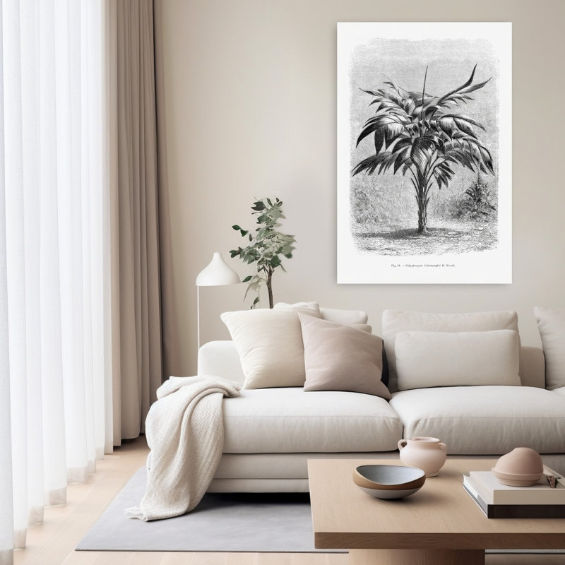 Dessin de palmier rétro rétro rétro, H 60 po x l 40 po