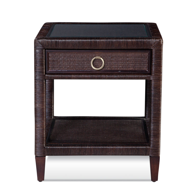Sabal Bay 1 - Drawer Wicker Nightstand, Java, Satin Nickel