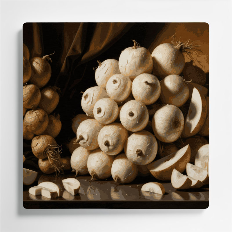 Art mural en métal légumes jicama brun, H 32 po x l 32 po