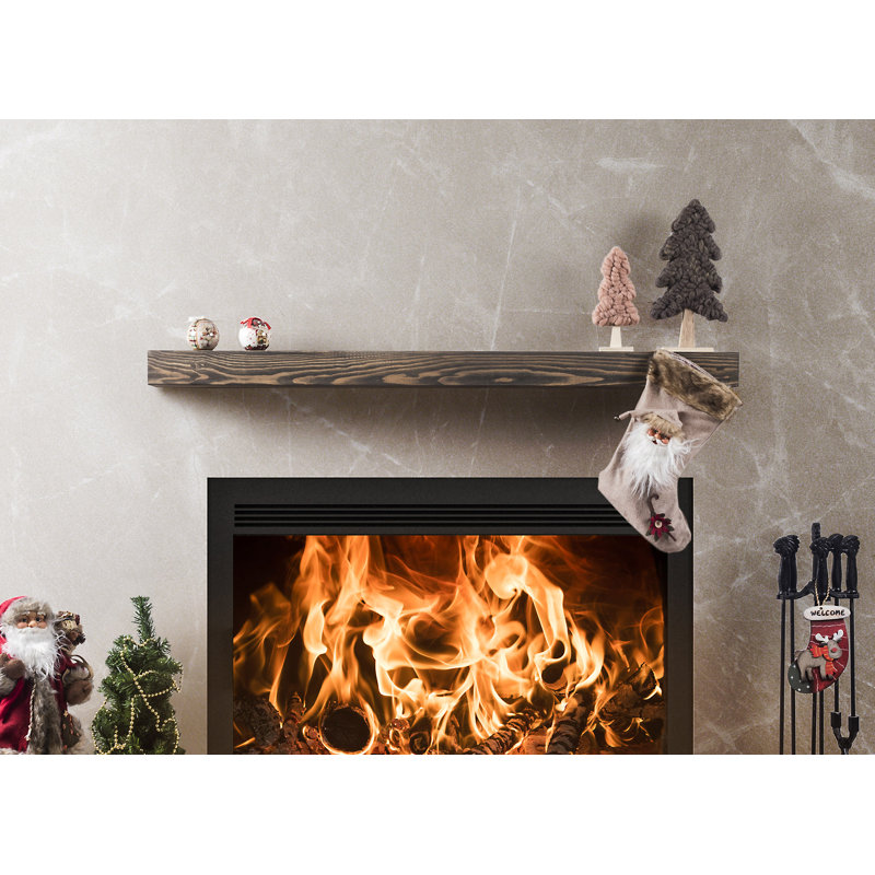 Cleamon Hand Carved Wood Mantel, Gray, 54"