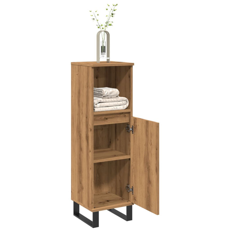 Makisha Floor Mounted Linen Cabinet, Light Brown