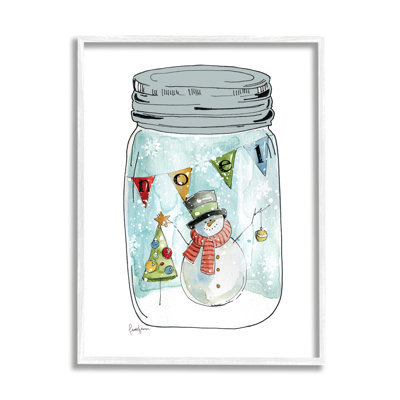 Arbre de Noël Noël bonhomme de neige dans un pot de campagne par Livi Finn - Peinture