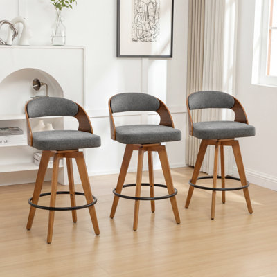 Chandler Modern Swivel Linen Counter Stool And Bar Stool (Set Of 3)