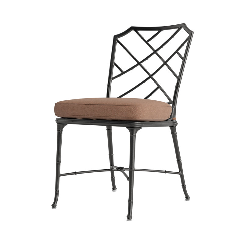 Calcutta Outdoor Dining Side Chair, Fusion Clay, Textured Pewter, Brown